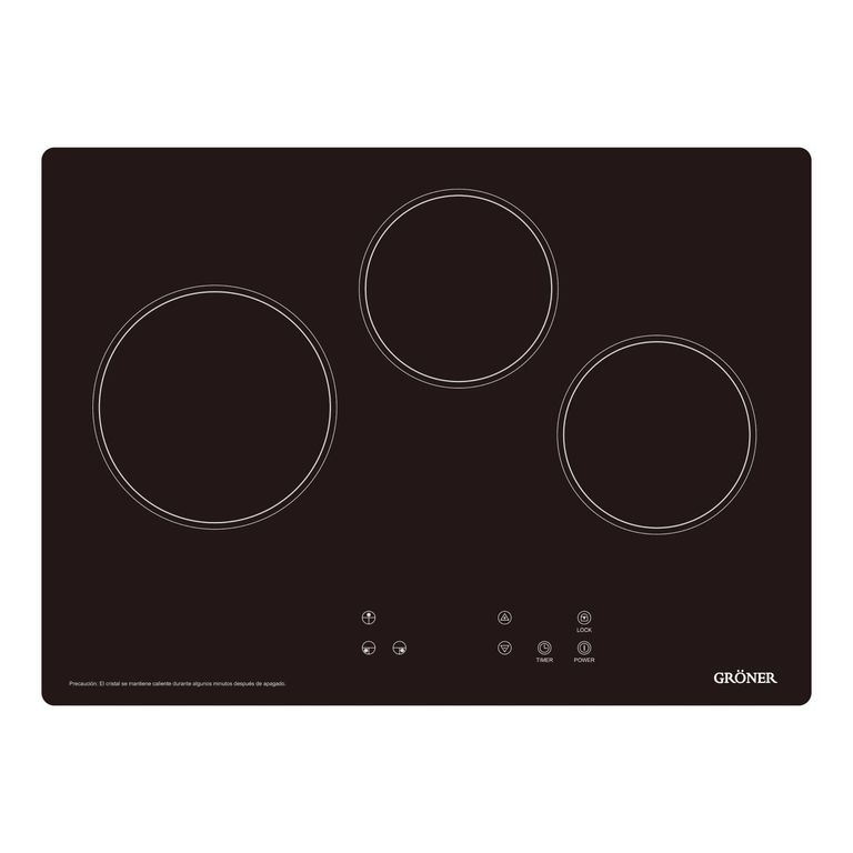 GRONER Encimera Vitrocerámica Gröner Touch Black 3Q