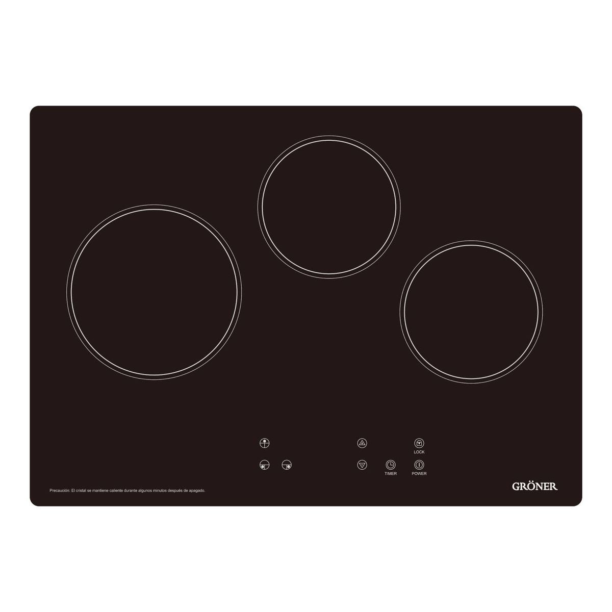 GRONER - Encimera Vitrocerámica Gröner Touch Black 3Q