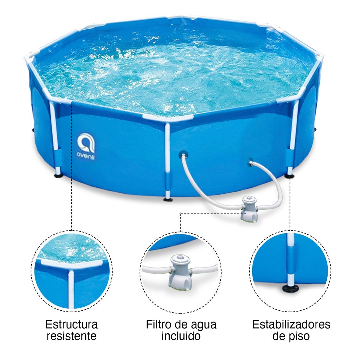 AVENLI - Piscina con Filtro 4383 L 76x300 cm Celeste