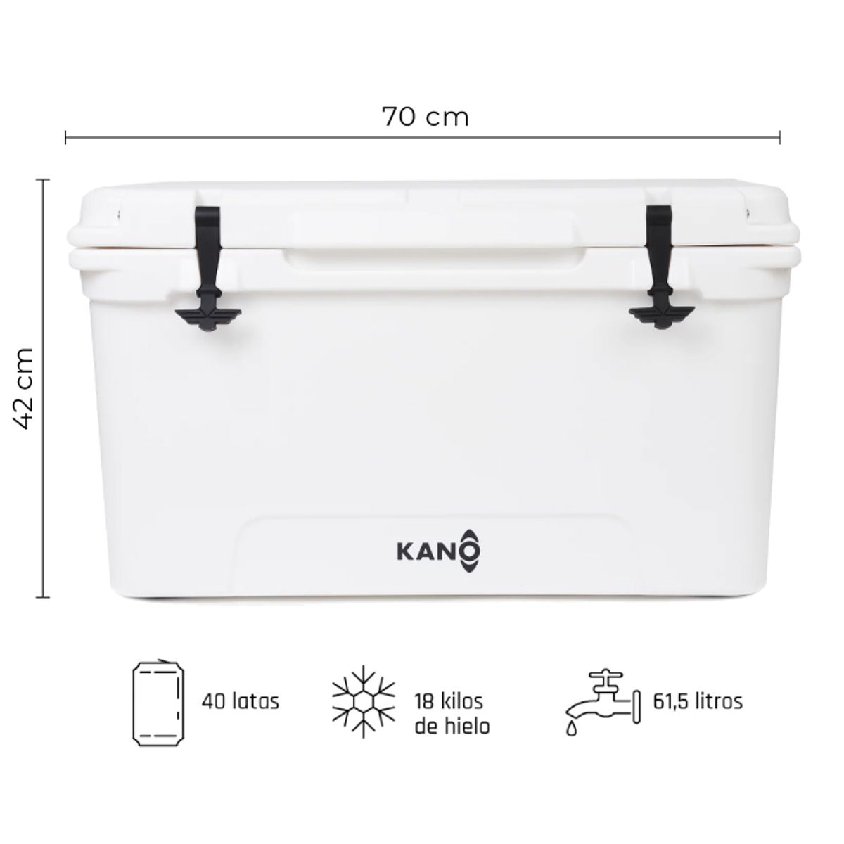 KANO - Cooler Nevera Rígida San Rafael 65QT Blanco Kano