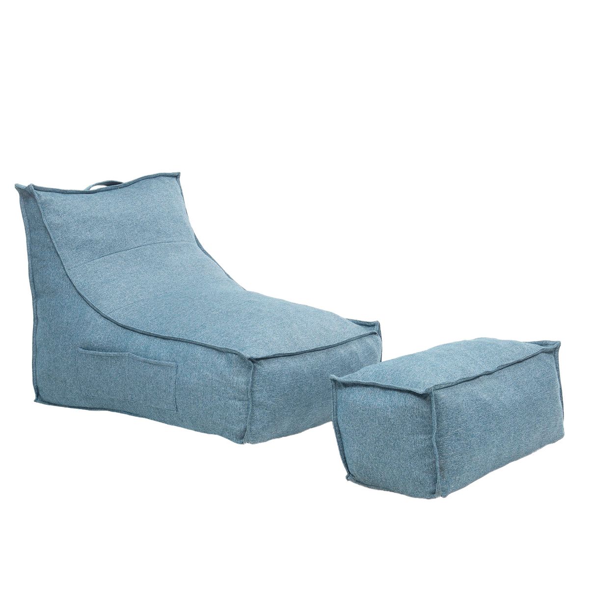 RELAN - Sillón Pouf con Apoya Piés Celeste / Sillón Relan
