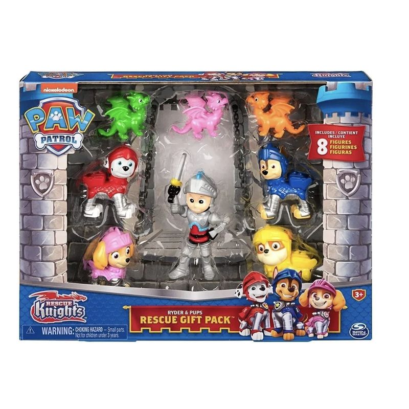 PAW PATROL - Paw Patrol - Set 8 Figuras Rescue Knights Cachorros + Ryder