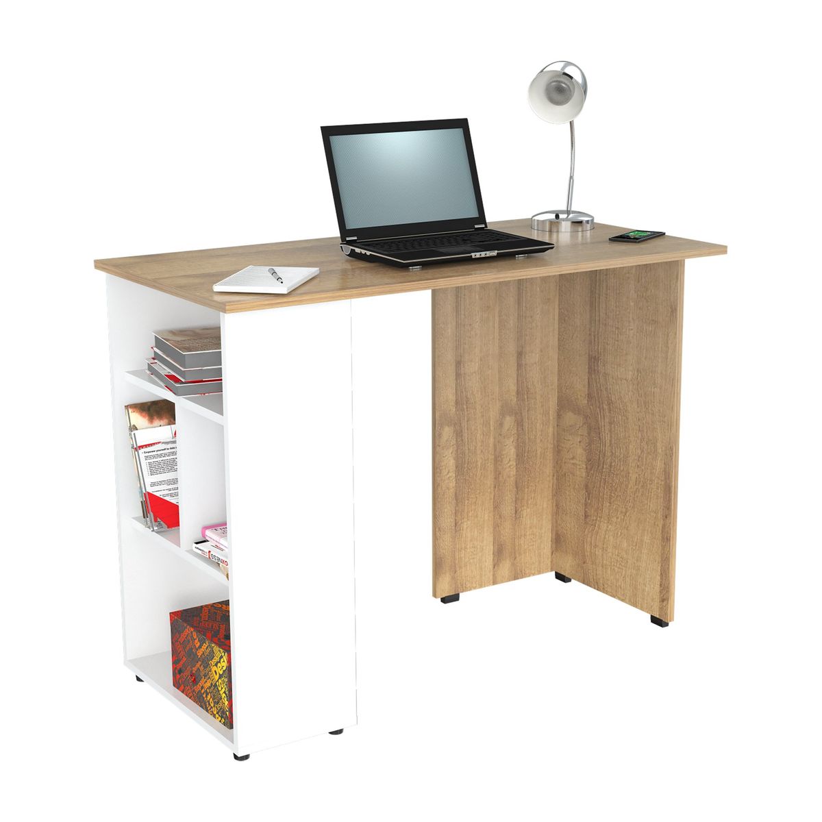 INVAL - Escritorio 75cmx100cmx50cm Amaretto Blanco