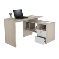 Escritorio Esquinero 2 Cajones Arena Blanco 74cmx120cmx100 cm