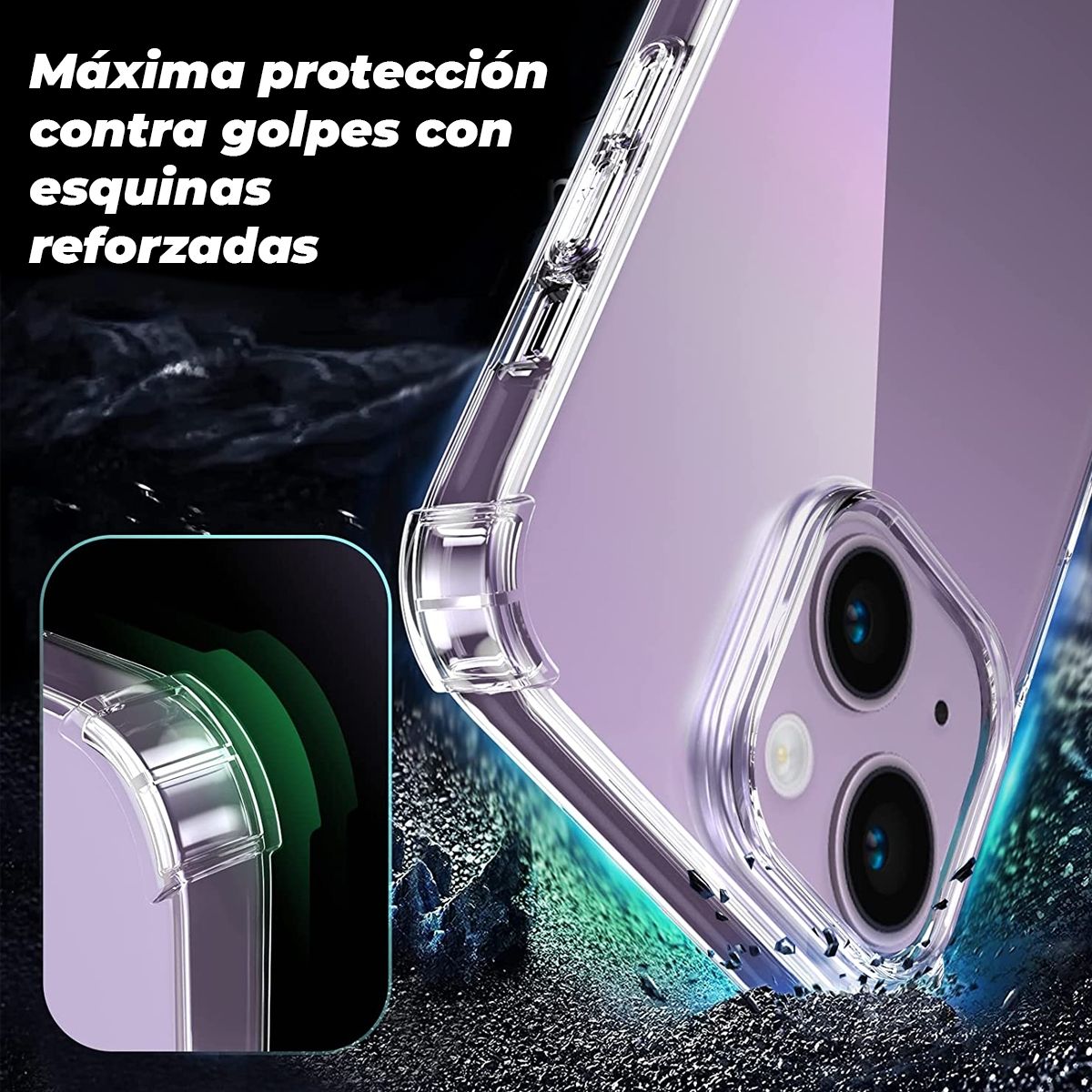 XUNDD - Carcasa para iPhone 14 Plus Transparente Reforzada