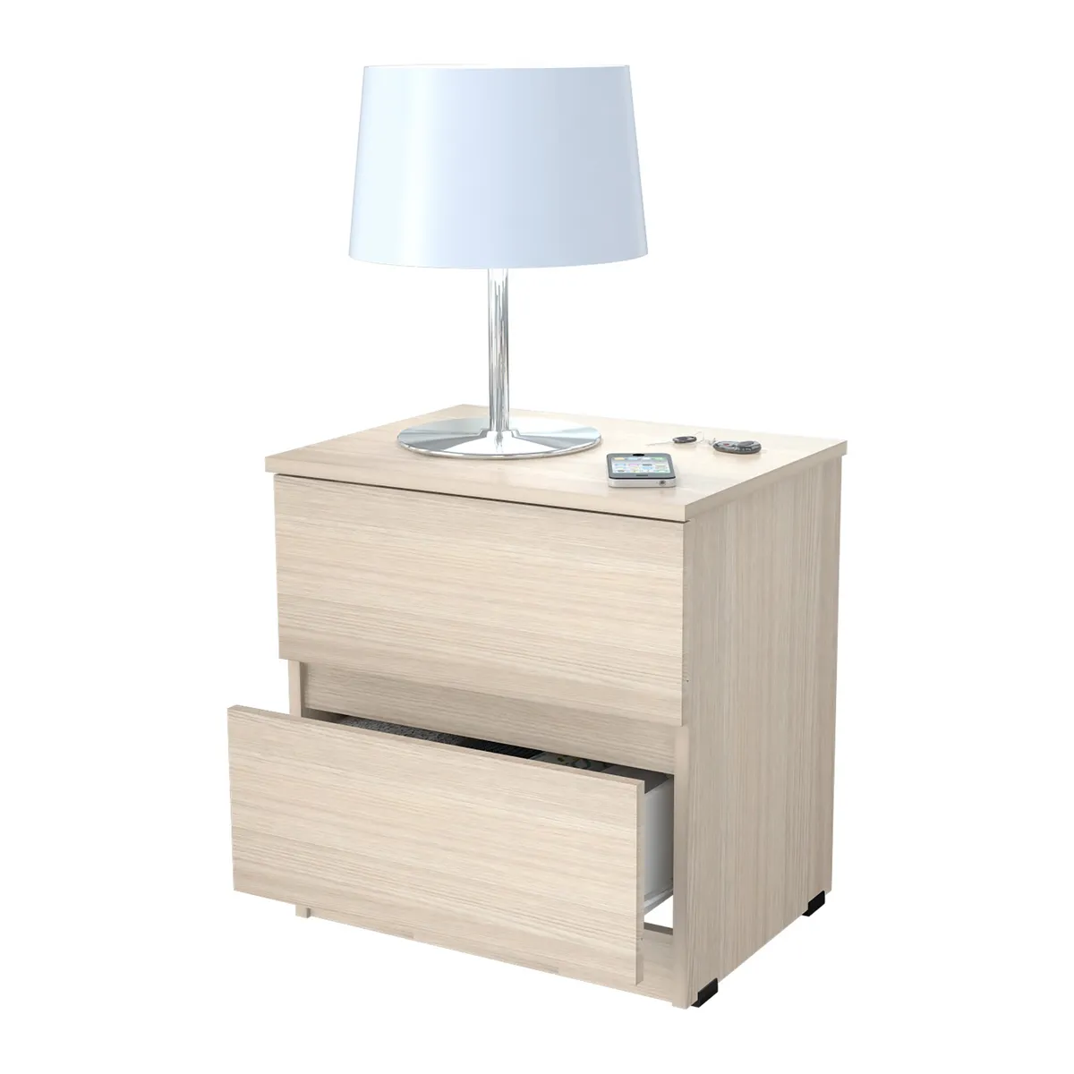 INVAL - Velador Arena 2 cajones 51cm x 48cm x 37,5 MN2610