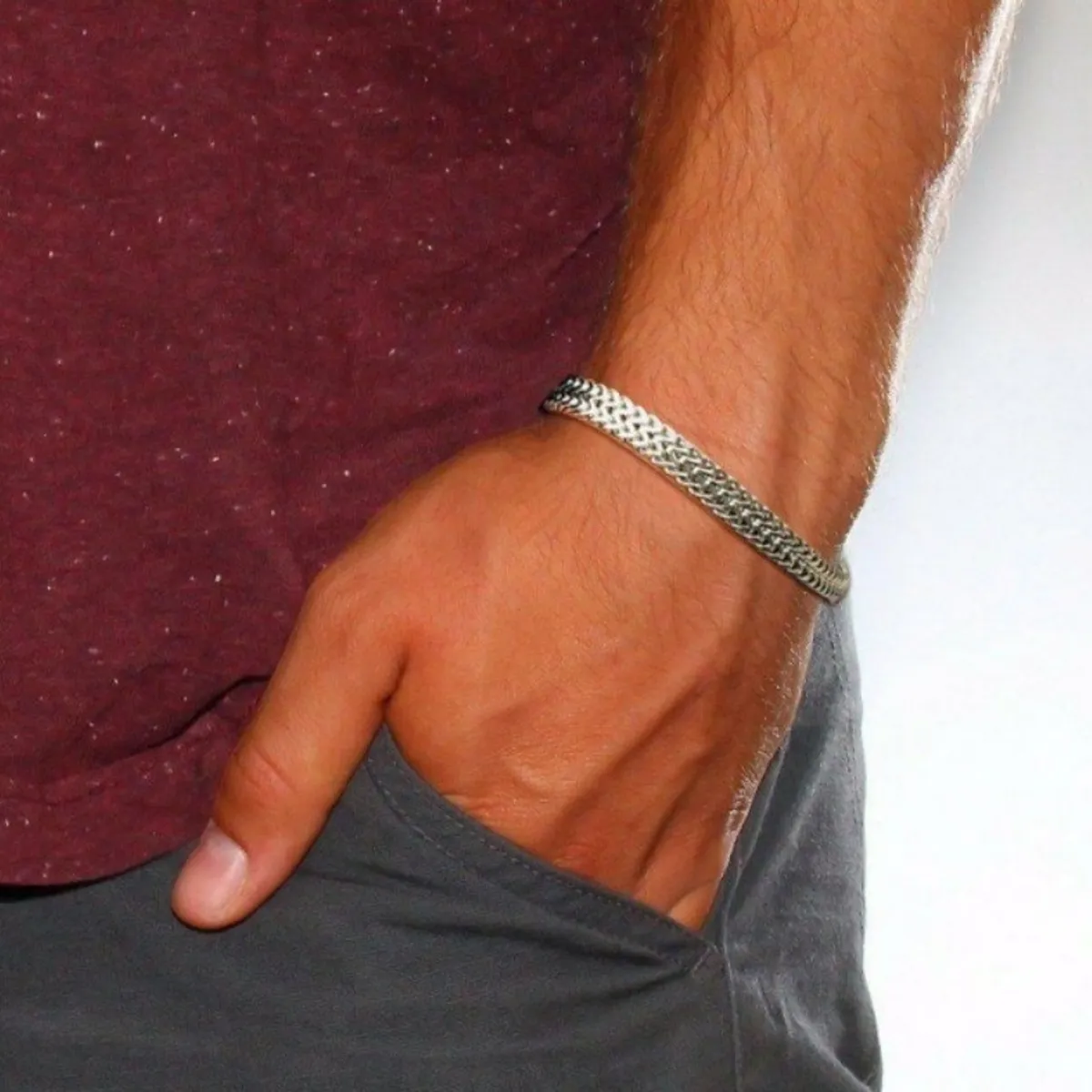 KUANGYE - Pulsera Masculina Acero Quirúrgico Hombre Moda - Brazalete