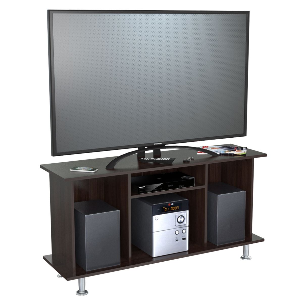 INVAL - Rack de TV 50  " Wengue  61cm x 120cm x 35cm