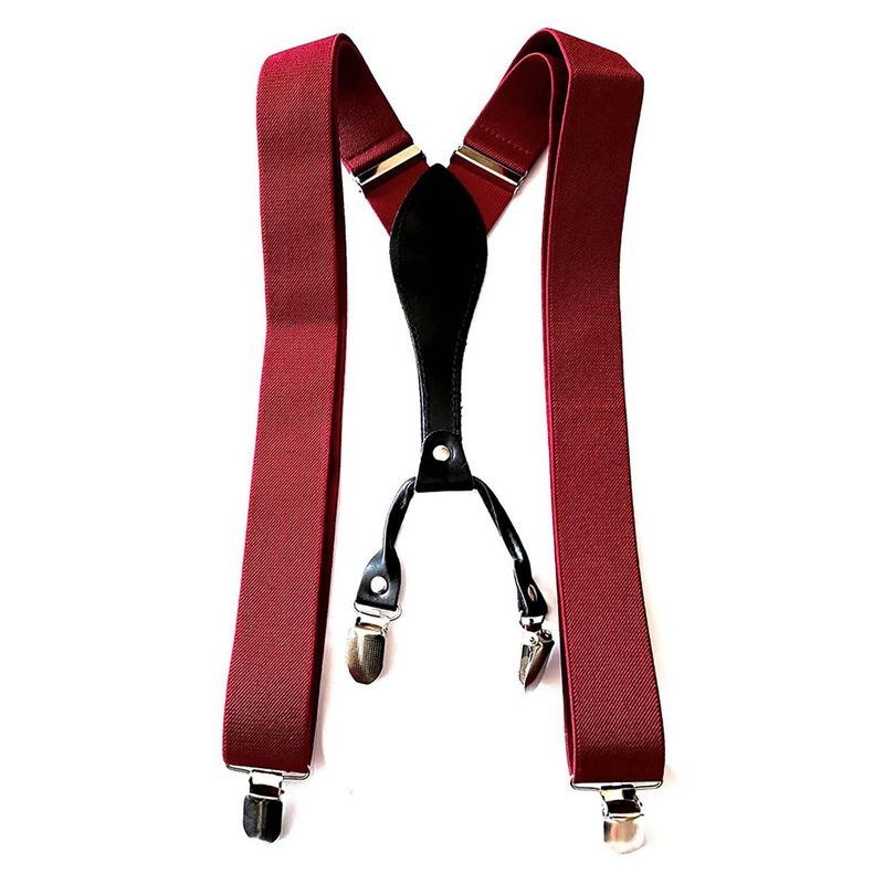 LUCIA CORBATAS - Suspensor hombre burdeo liso 4 broches, Luciacorbatas