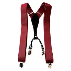 LUCIA CORBATAS - Suspensor hombre burdeo liso 4 broches, Luciacorbatas