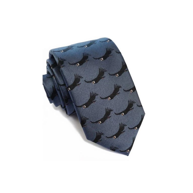 Corbata de hombre en seda Diseno chileno, Condor Andino 7 cm Negro TALLA UNICA