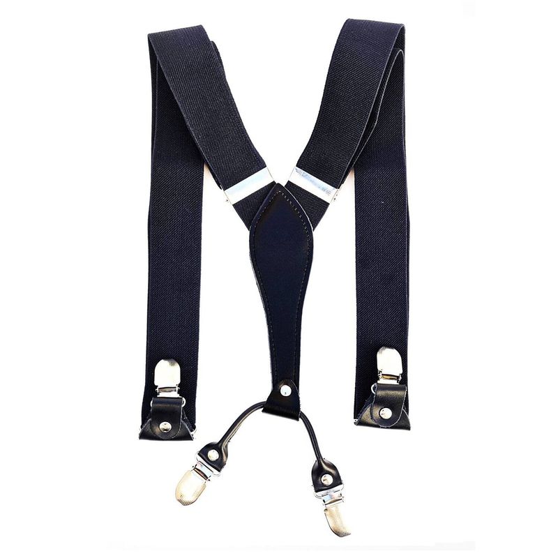 LUCIA CORBATAS - Suspensor hombre azul marino liso 4 broches, Luciacorbatas