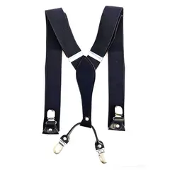 LUCIA CORBATAS - Suspensor hombre azul marino liso 4 broches, Luciacorbatas