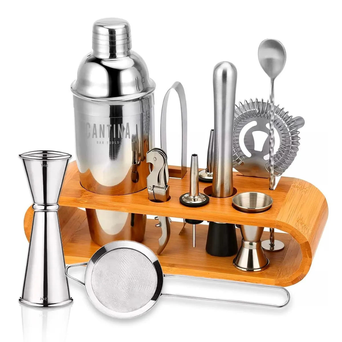 CASATUA - Juego Coctelera Set Utensilios Bar Inoxidable 12 Pzs