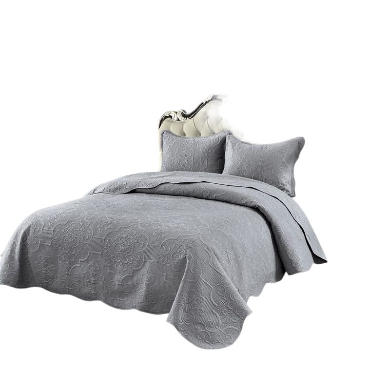 ANGELES DEL HOGAR - Cubrecama de verano Quilt Plaza y media Gris