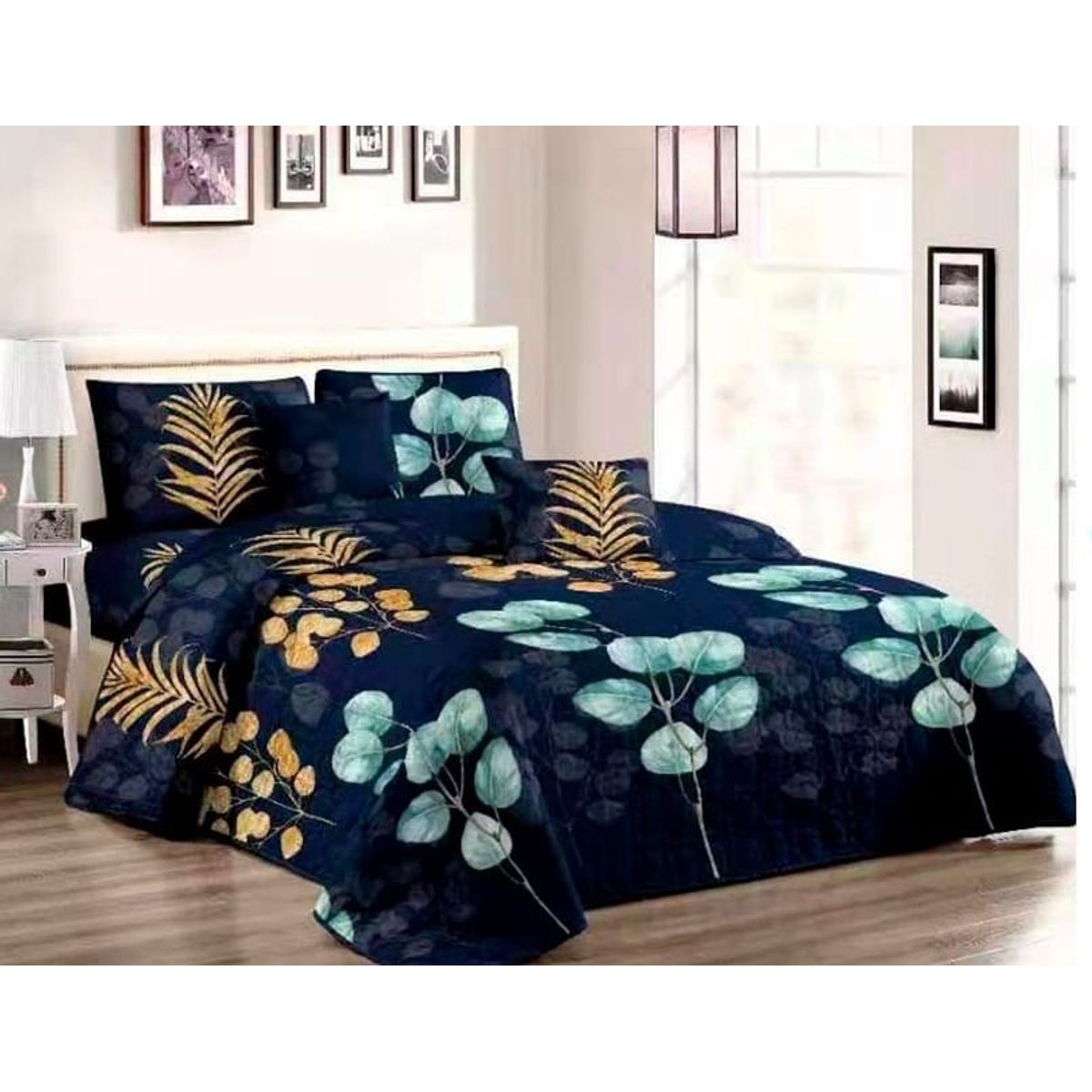 GENERICO - Cobertor de verano Quilt 2 plazas azul oscuro