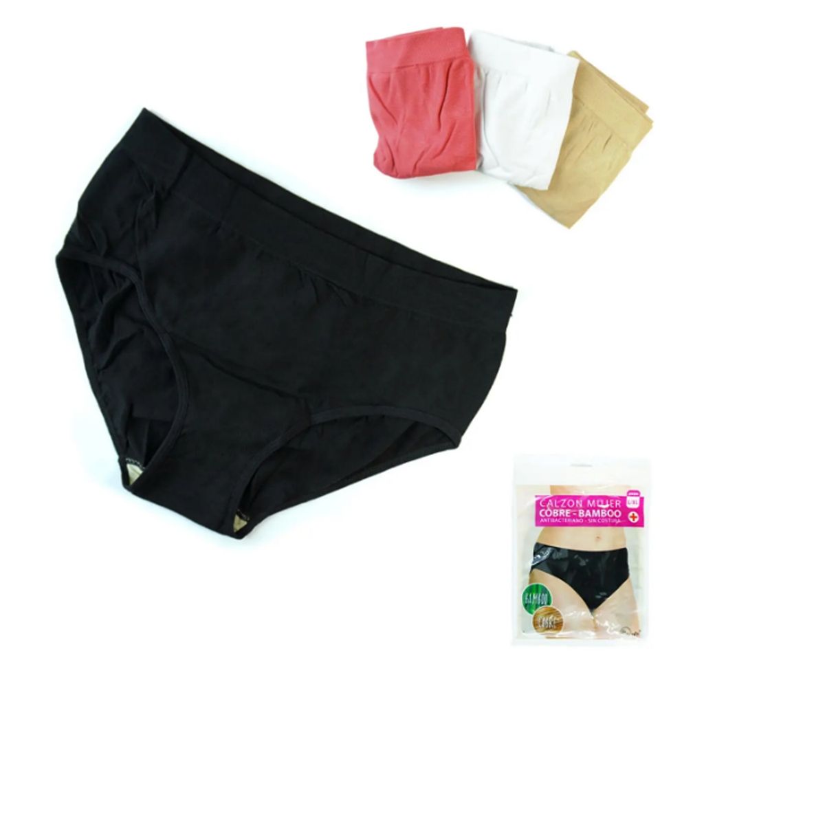 EVERSO - Pack 3 Calzon Mujer Bambu Con Cobre.