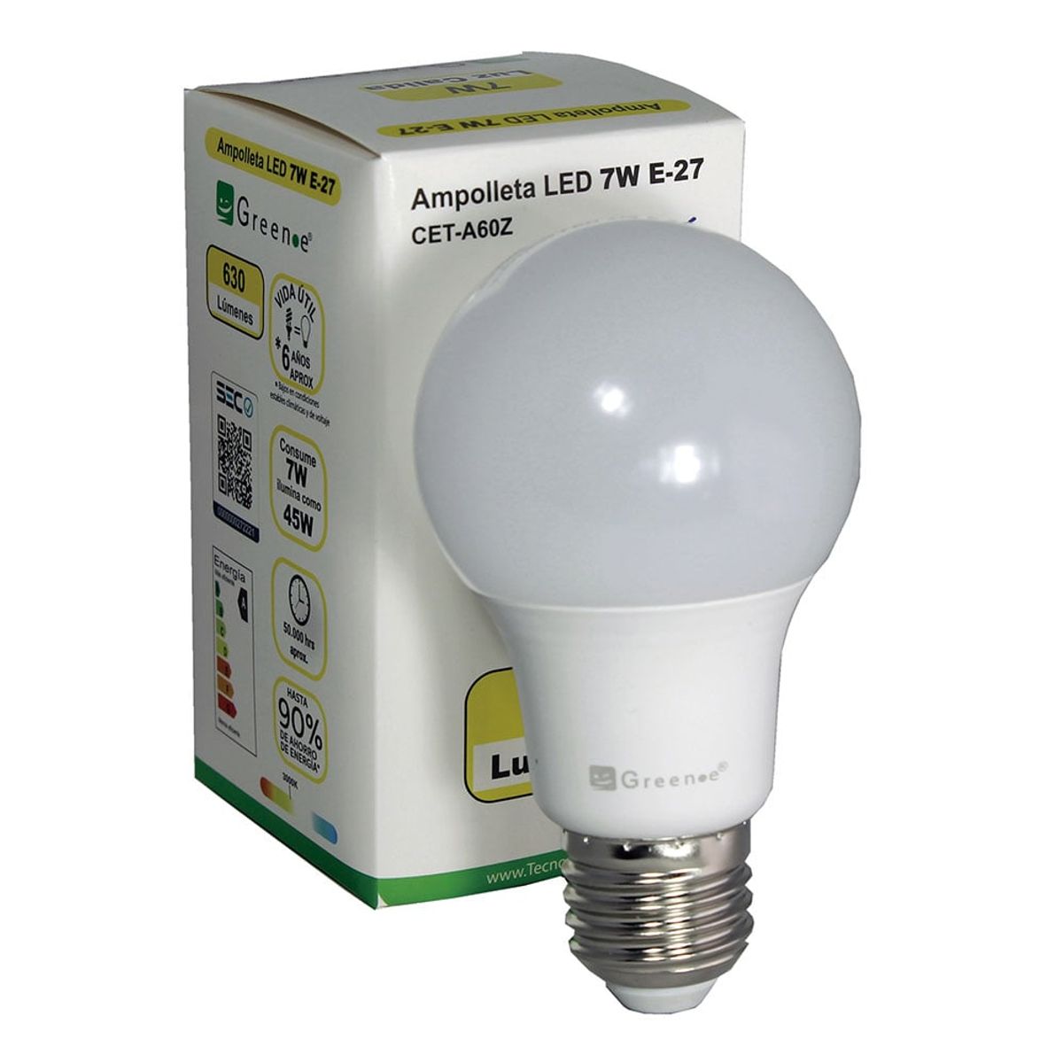 GREEN E - Ampolleta Led 7W- E27 Luz cálida