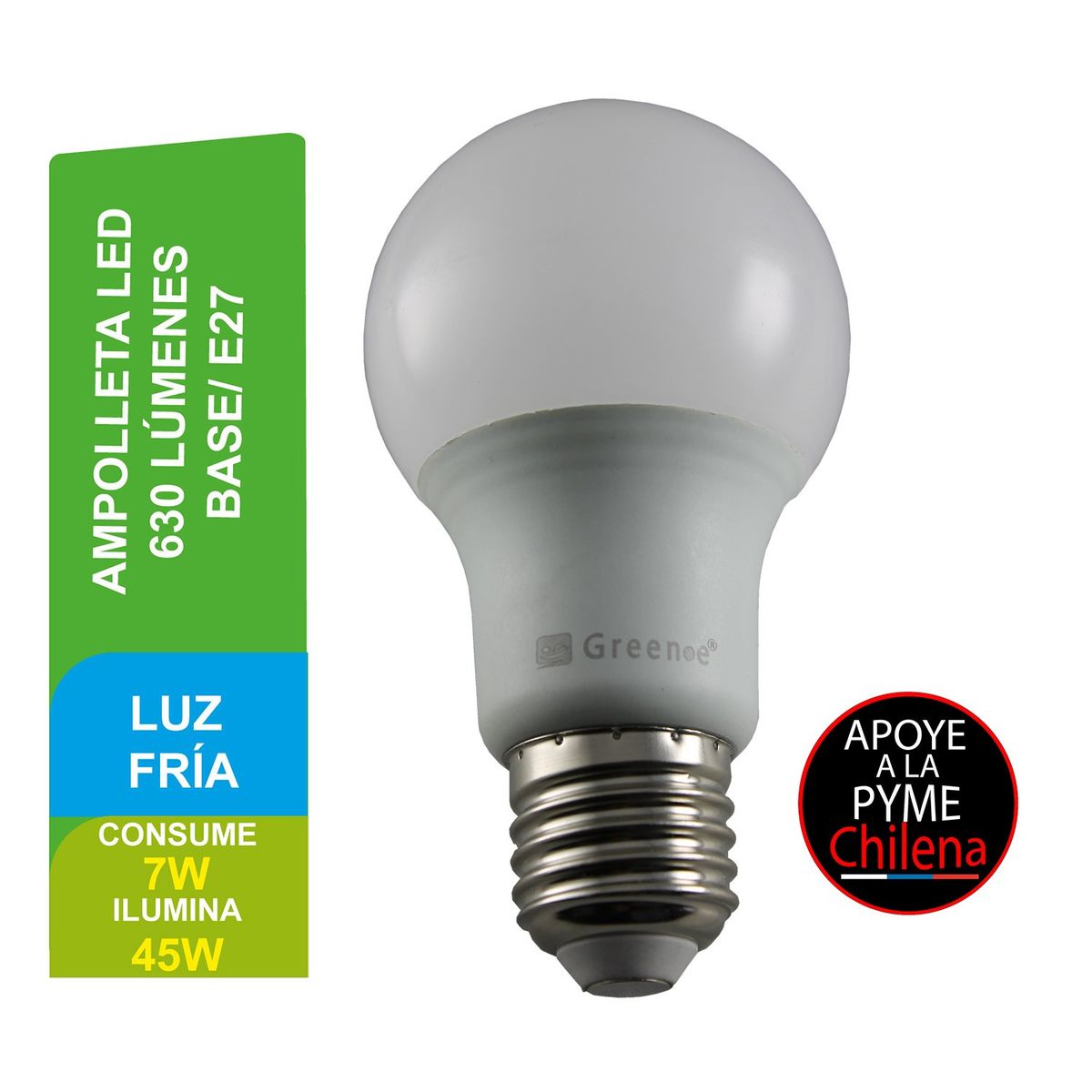 GREEN E - Ampolleta Led E-27 7W Globo Luz Fría Green e