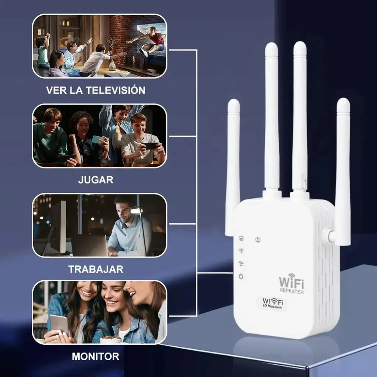 GENERICO - Repetidor Wifi 4 Antenas 300mbps Amplificador Señal Inalambrico Extensor Cobertura Pro FIGOIMPORT