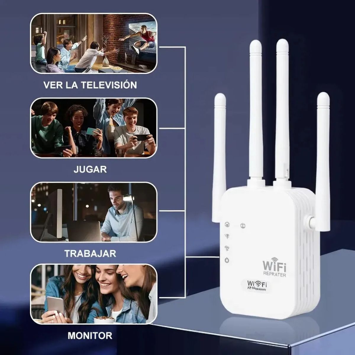 GENERICO - Repetidor Wifi 4 Antenas 300mbps Amplificador Señal Inalambrico Extensor Cobertura Pro FIGOIMPORT