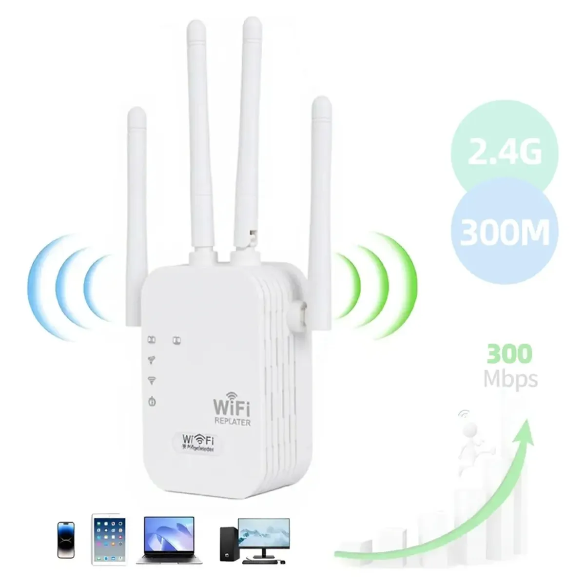 GENERICO - Repetidor Wifi 4 Antenas 300mbps Amplificador Señal Inalambrico Extensor Cobertura Pro FIGOIMPORT