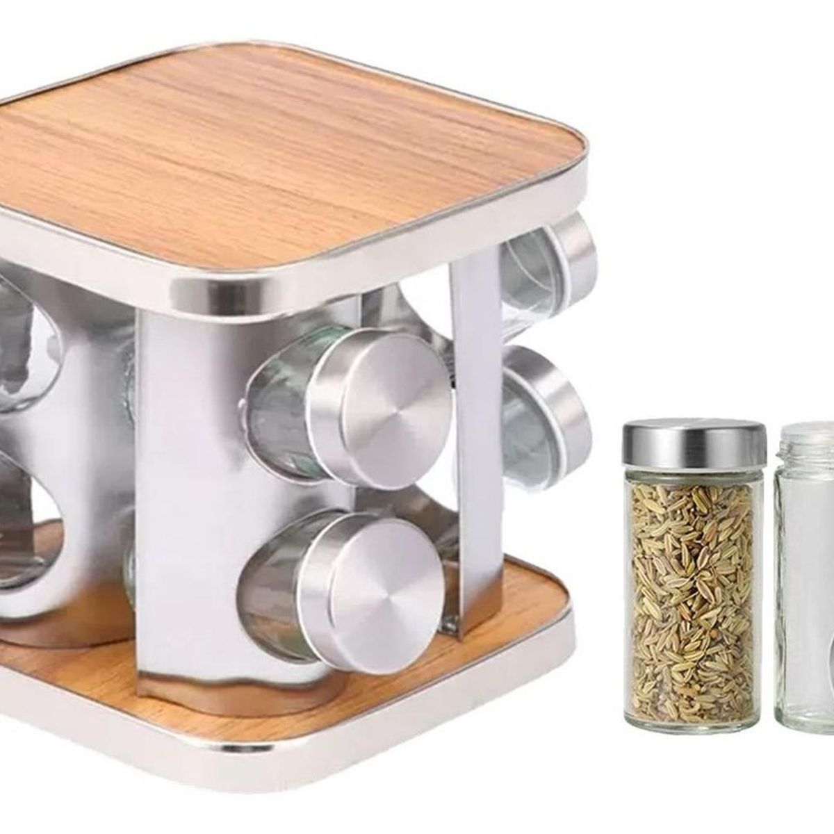 CASATUA - Especiero Cocina 8 Condimentos Giratorio Acero Inoxidable