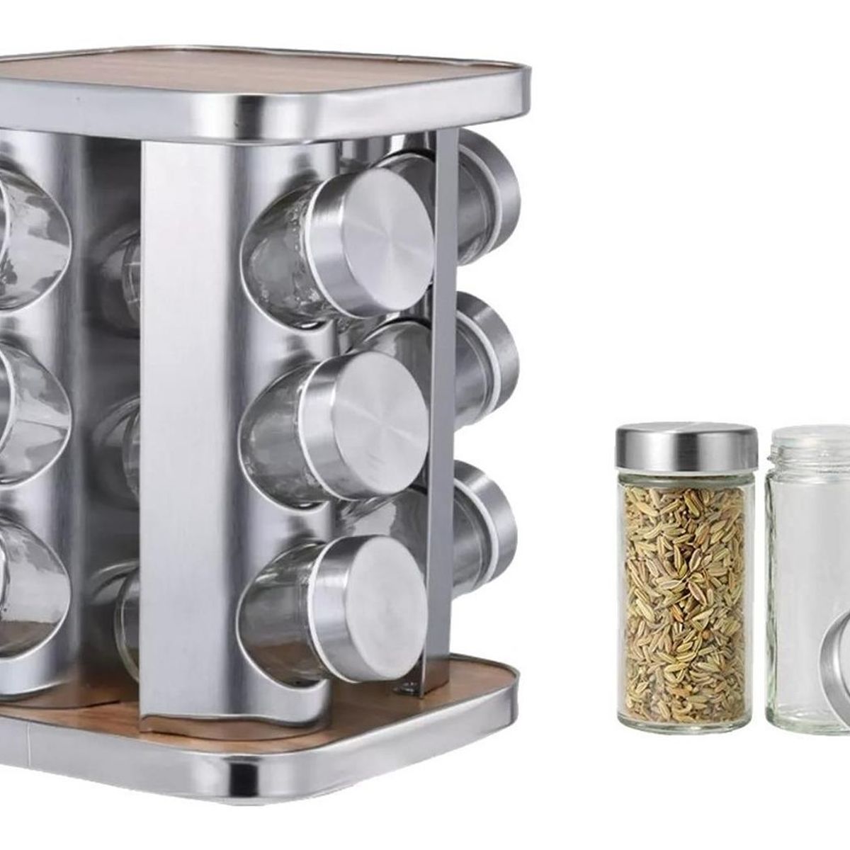 CASATUA - Especiero Cocina Giratorio 12 Condimentos Acero Inoxidable