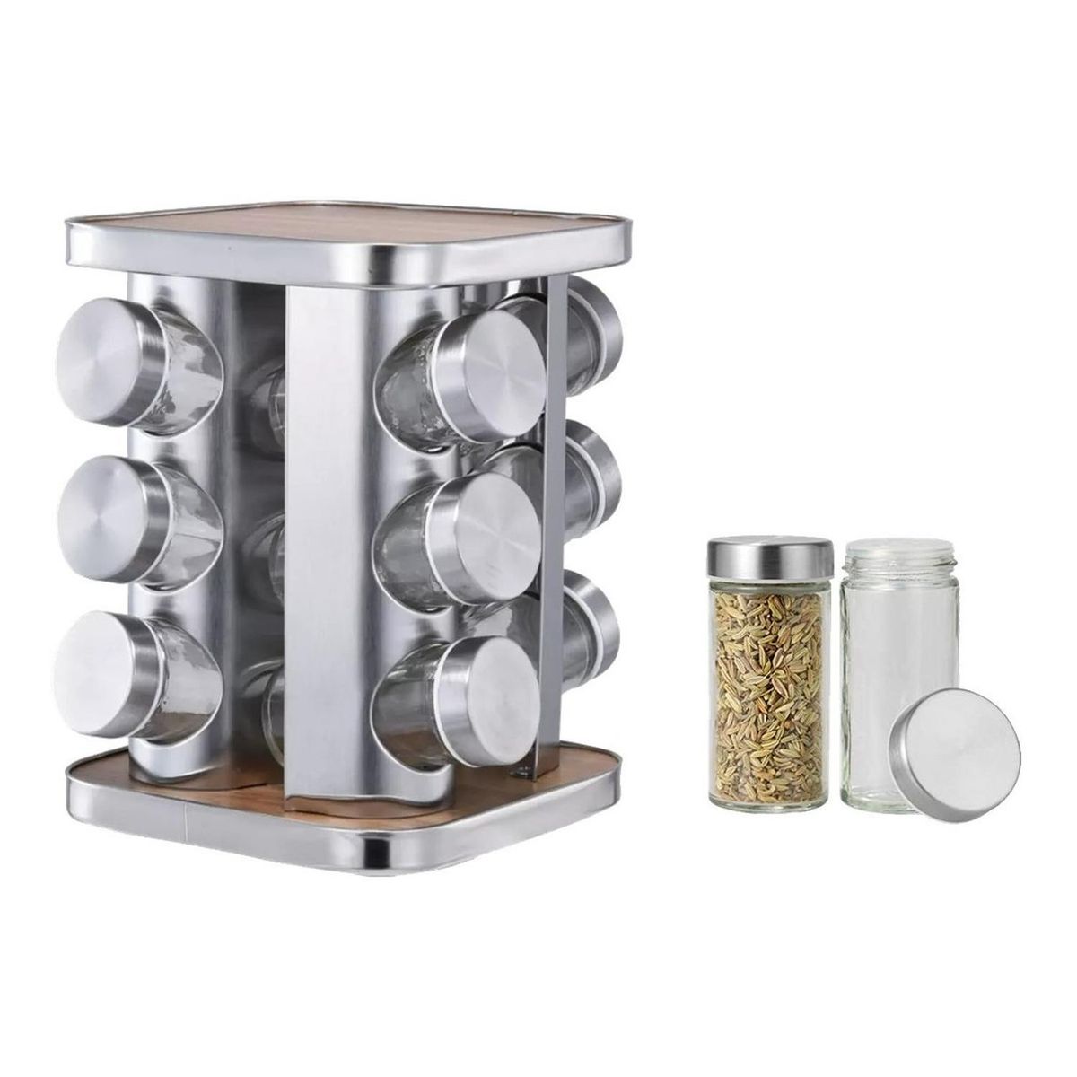 CASATUA - Especiero Cocina Giratorio 12 Condimentos Acero Inoxidable