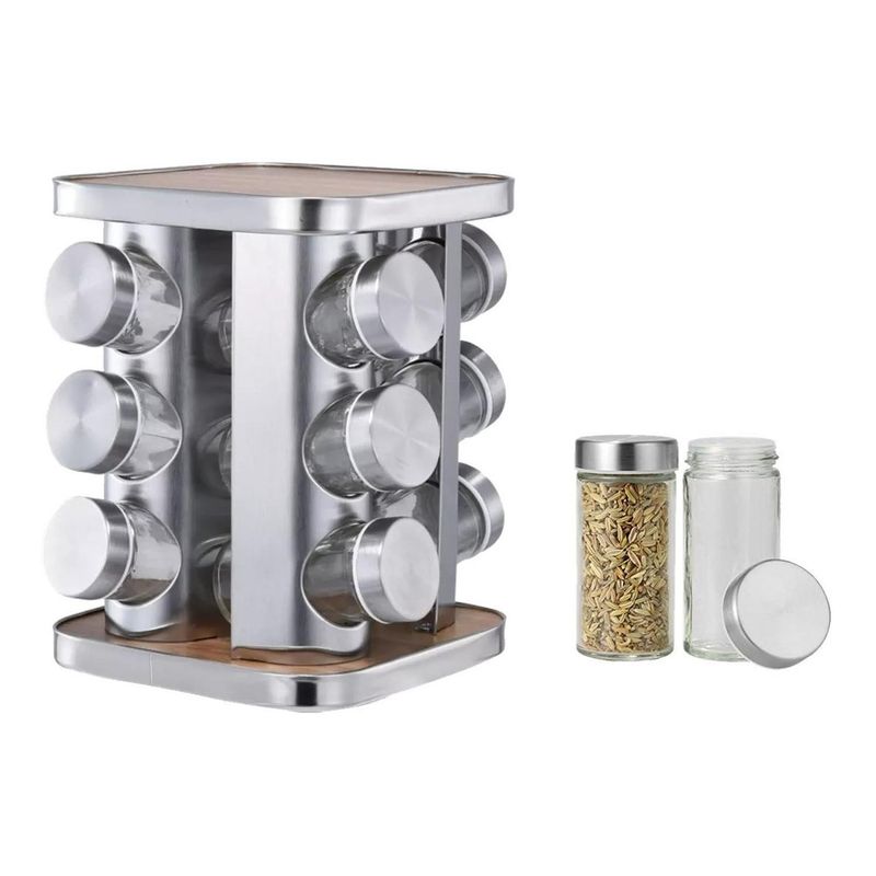 CASATUA - Especiero Cocina Giratorio 12 Condimentos Acero Inoxidable