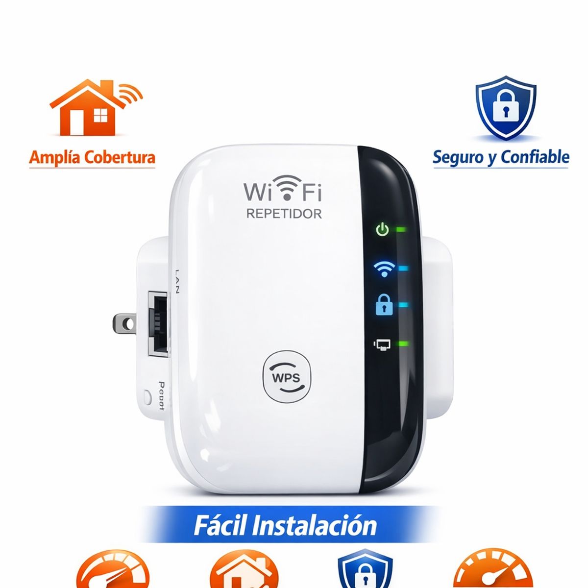 GENERICO - Repetidor Amplificador Wifi 300Mbps Extensor Senal Inalambrica Router AP Compacto