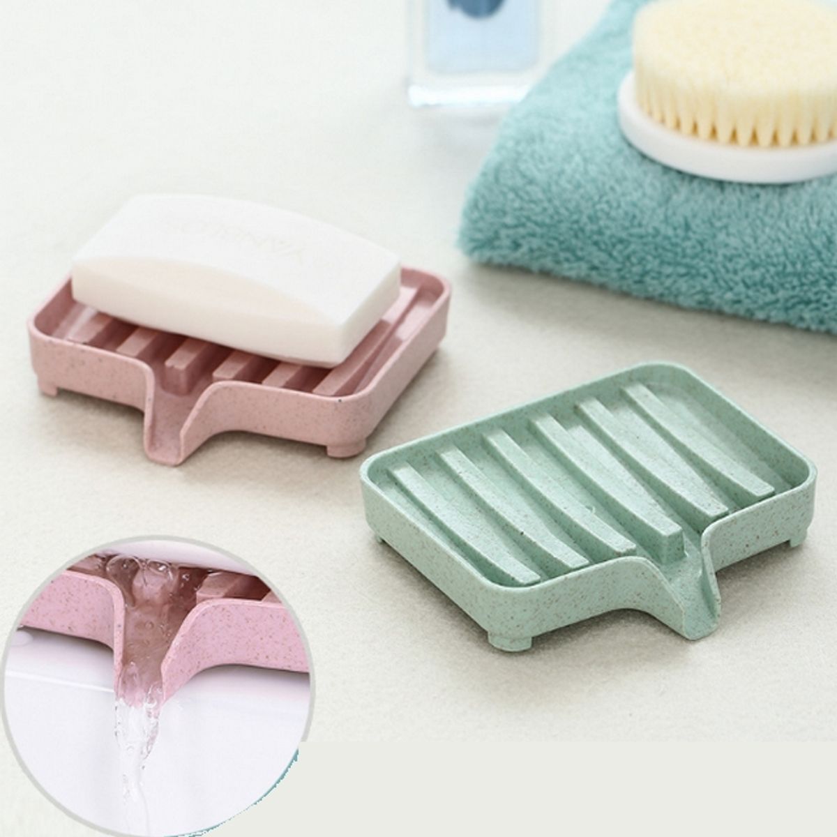 GENERICO - Jabonera Porta Jabon Con Escurridor Baño Rosa