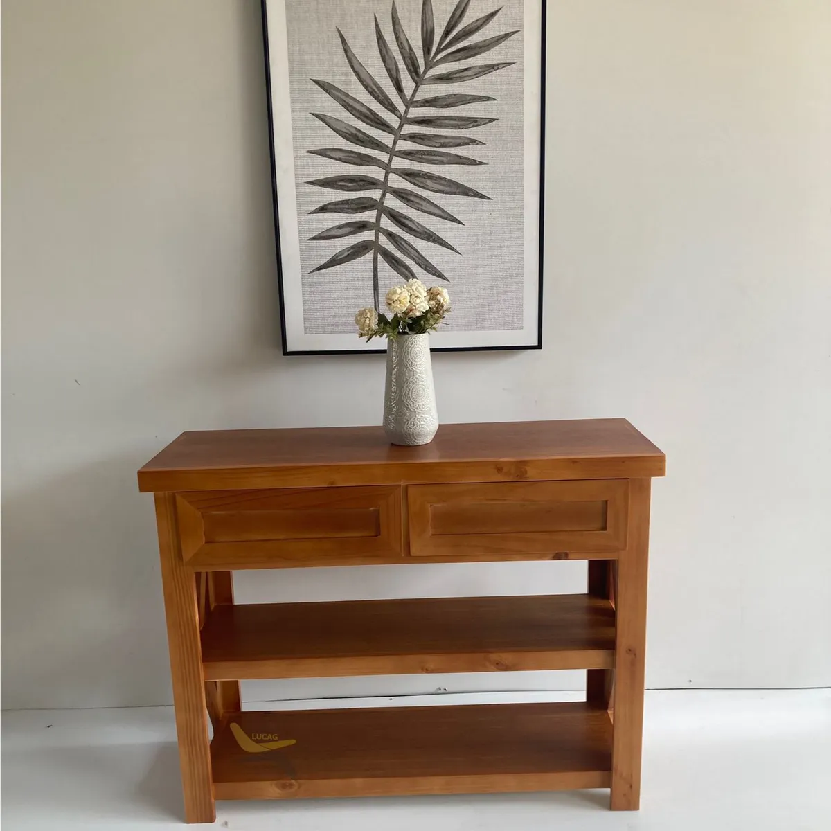 GENERICO - Mesa de arrimo Miel con 2 cajones