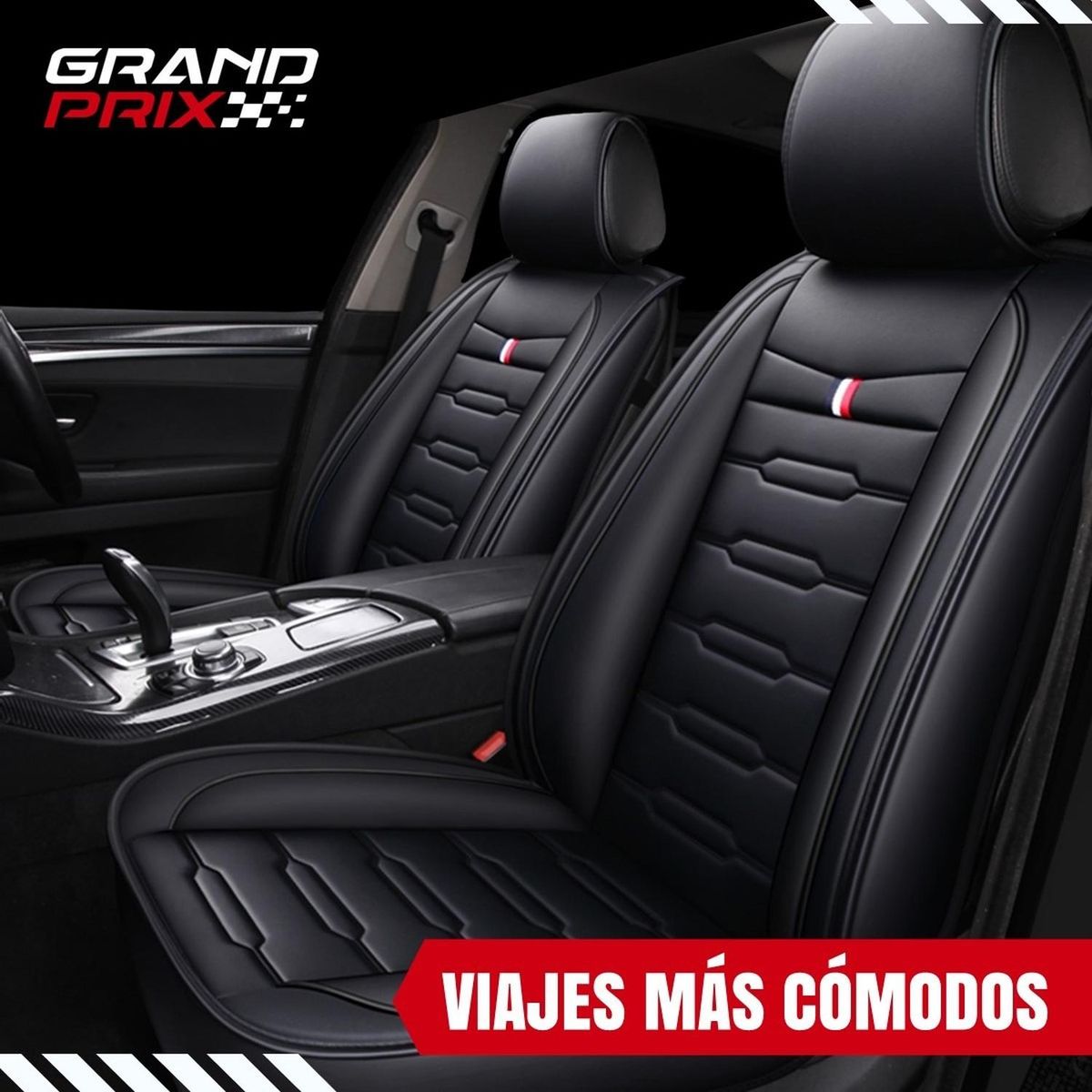 GRAND PRIX - Funda Cubre Asiento Auto Ecocuero Grand Prix Univer - Negro
