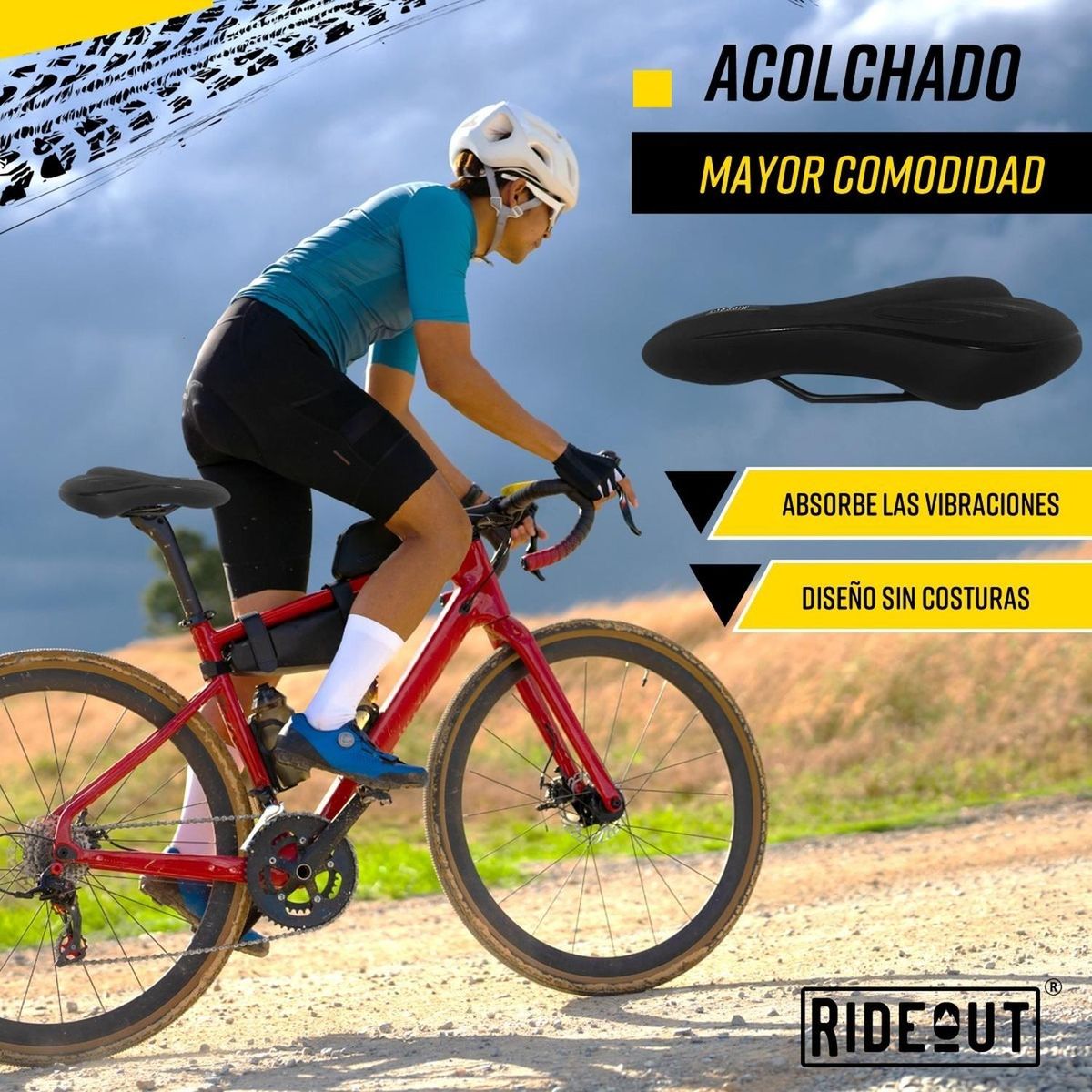 FLYROCK - Asiento Sillin Bicicleta Antiprostático Con Gel Flyrock Mtb