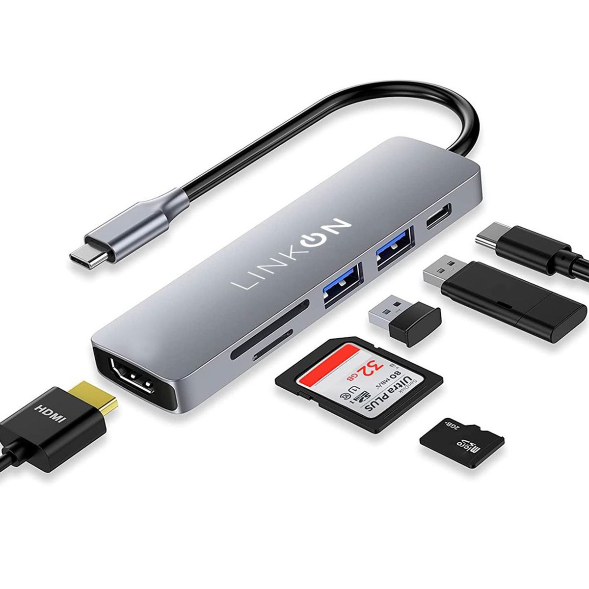 LINKON - Hub Adaptador Usb Tipo C 6 En 1 Para Mac Macbook Windows