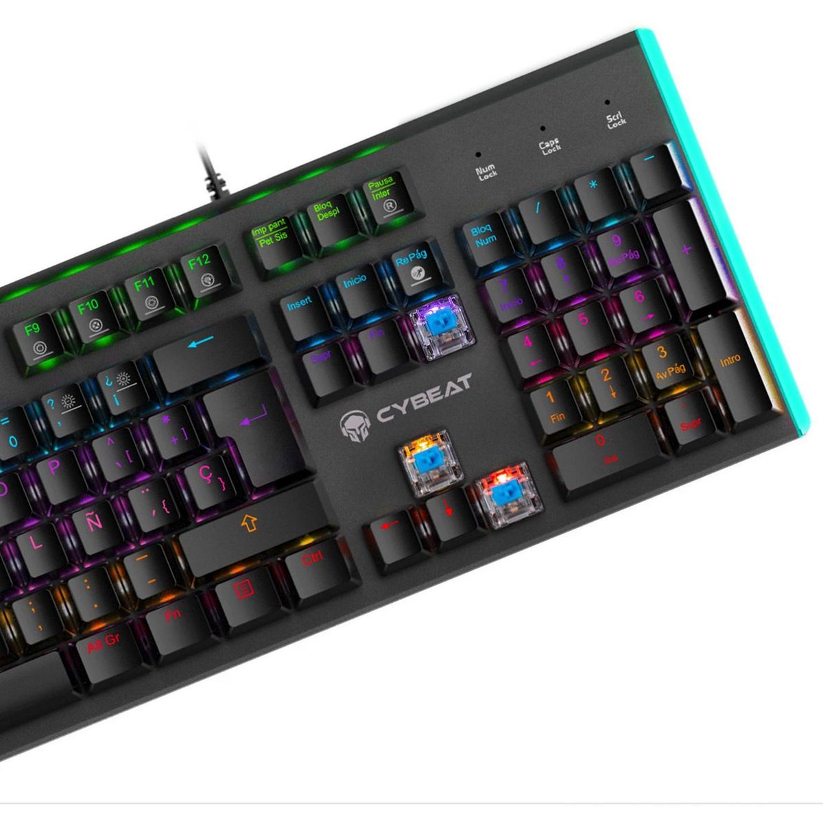 CYBEAT - Teclado Gamer Mecanico Cybeat Español Blue Antighosting Led