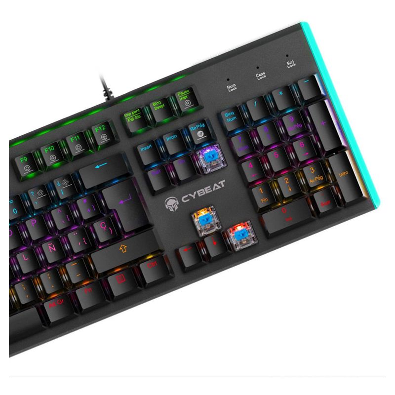 CYBEAT - Teclado Gamer Mecanico Cybeat Español Blue Antighosting Led