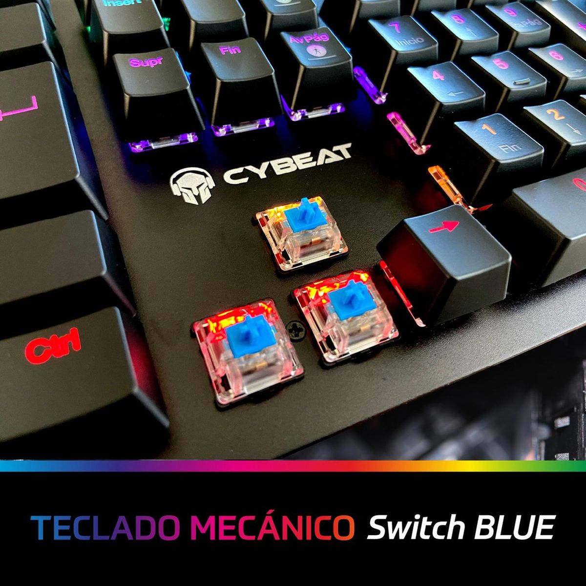 CYBEAT - Teclado Gamer Mecanico Cybeat Español Blue Antighosting Led