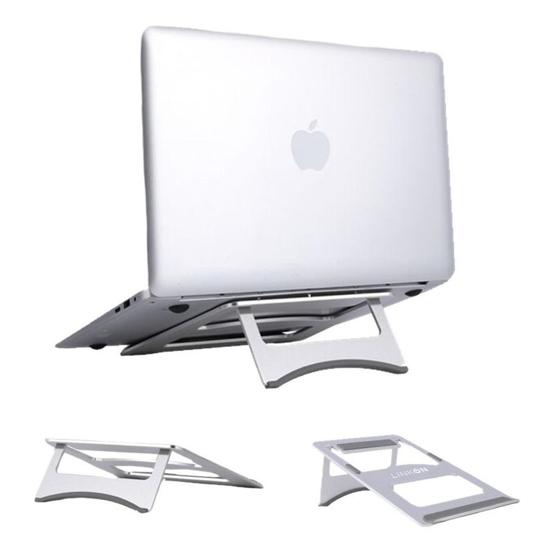 LINKON - Soporte Base Alzador Aluminio Para Macbook Notebook 10 A 17 - Gris