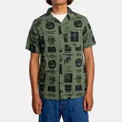 RVCA - Camisa M/C Hombre Recon Collage Verde