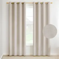 CASATUA - Cortina Blackout 100% 2 Paños Textura Lino - Crema