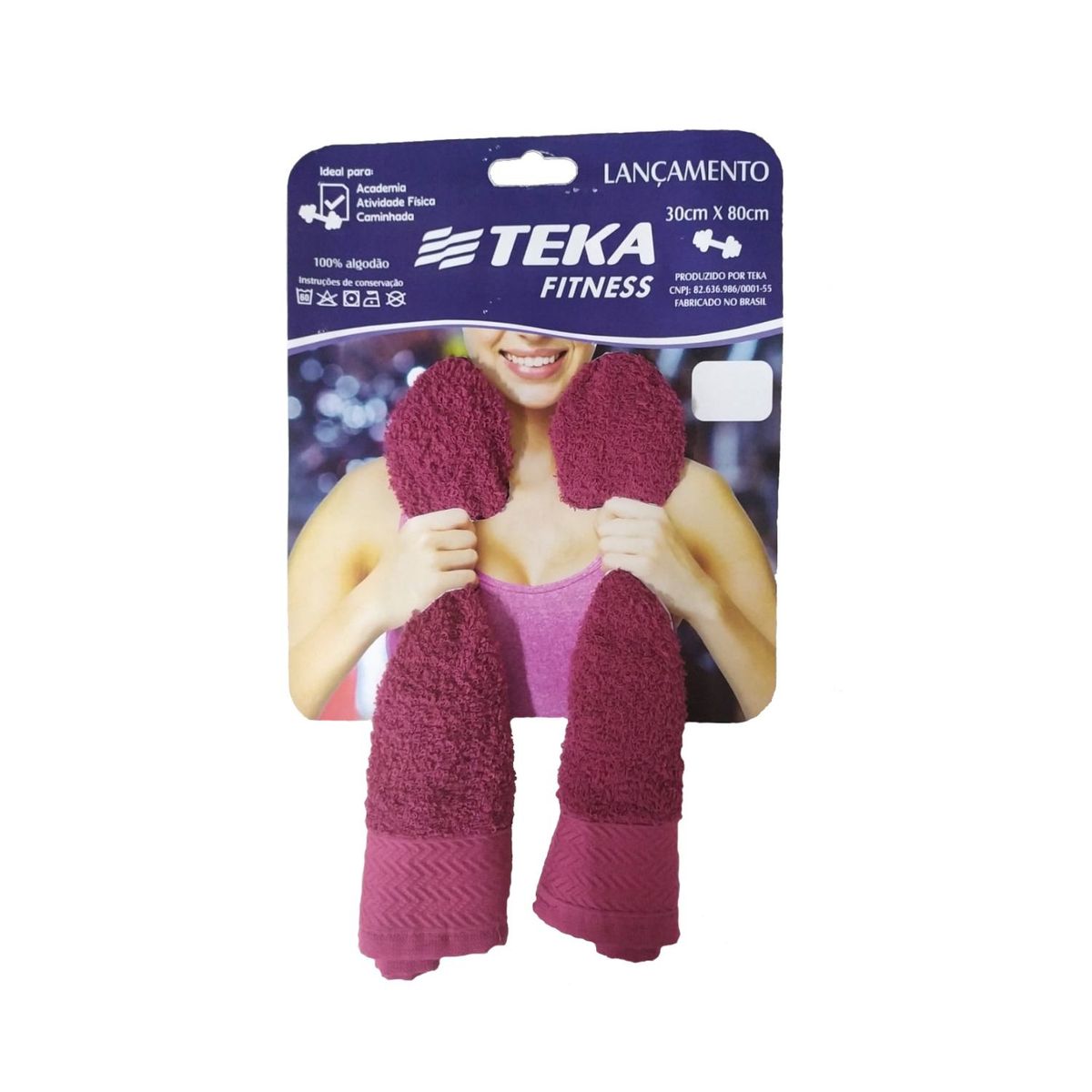 TEKA - Toalla Deportiva 30x80 cm Rosa Burdeo - 100 algodón