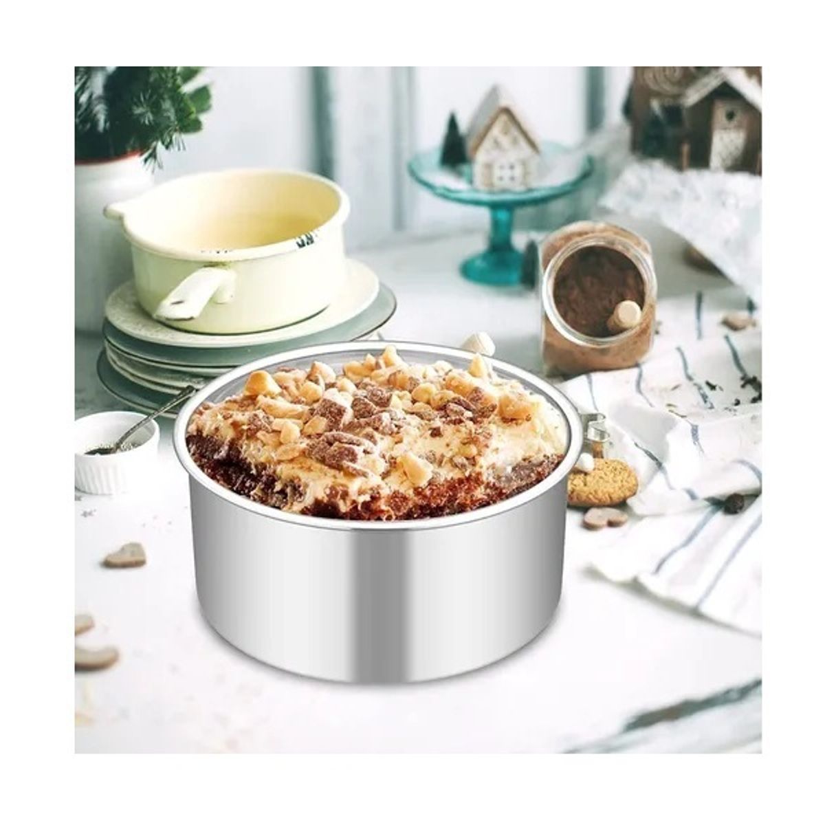 GENERICO - Molde fijo Queque Redondo Molde Torta Molde Queques Aluminio 16x8cm.