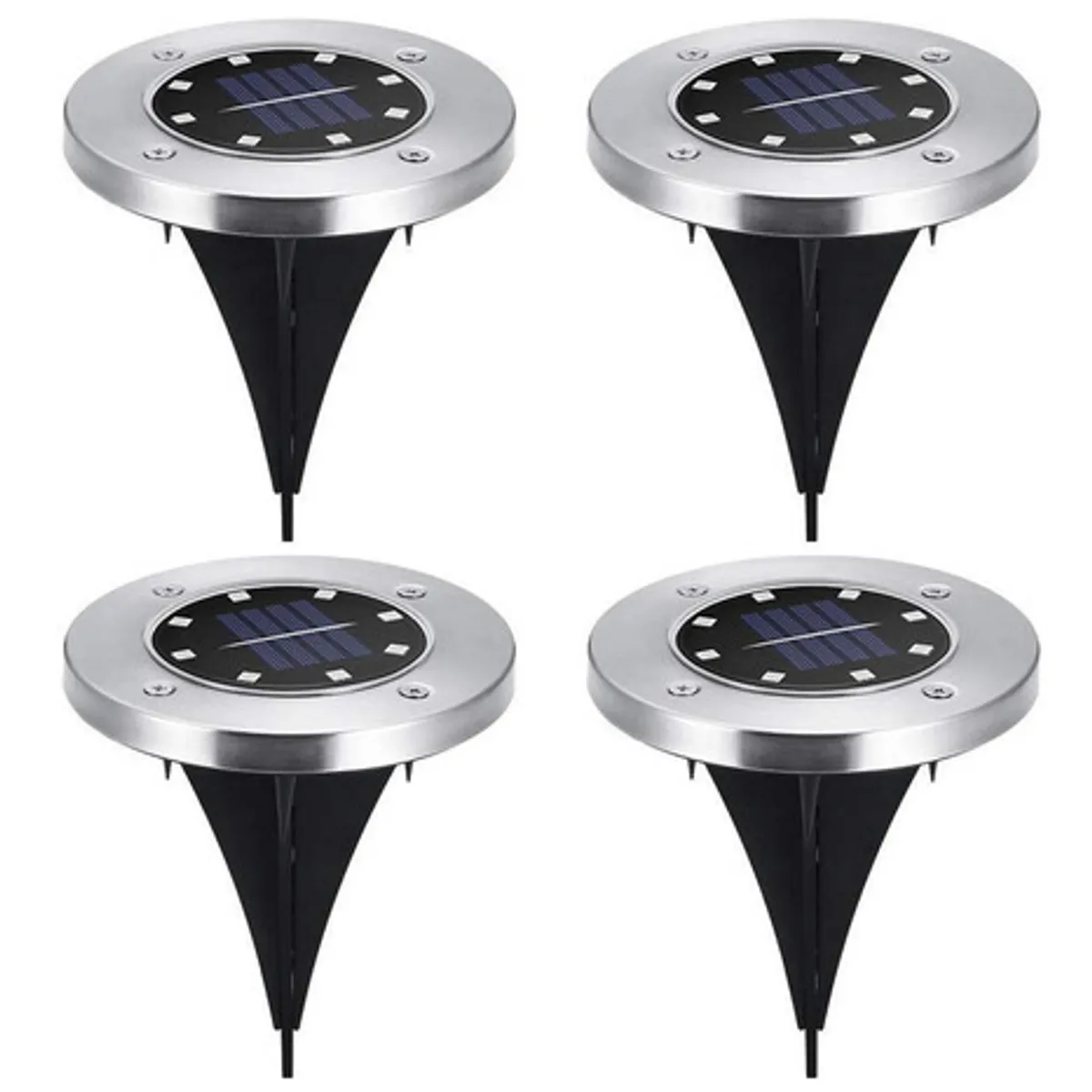 SOHOGAR - Set 4 focos led carga solar para jardín con estaca