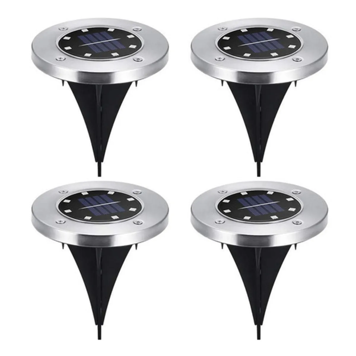 SOHOGAR - Set 4 focos led carga solar para jardín con estaca