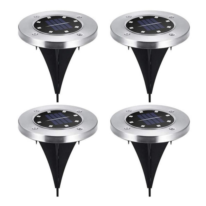 GENERICO - Set 4 focos led carga solar para jardín con estaca