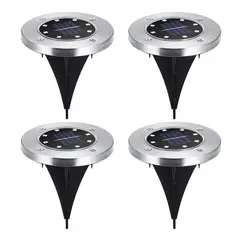 GENERICO - Set 4 focos led carga solar para jardín con estaca