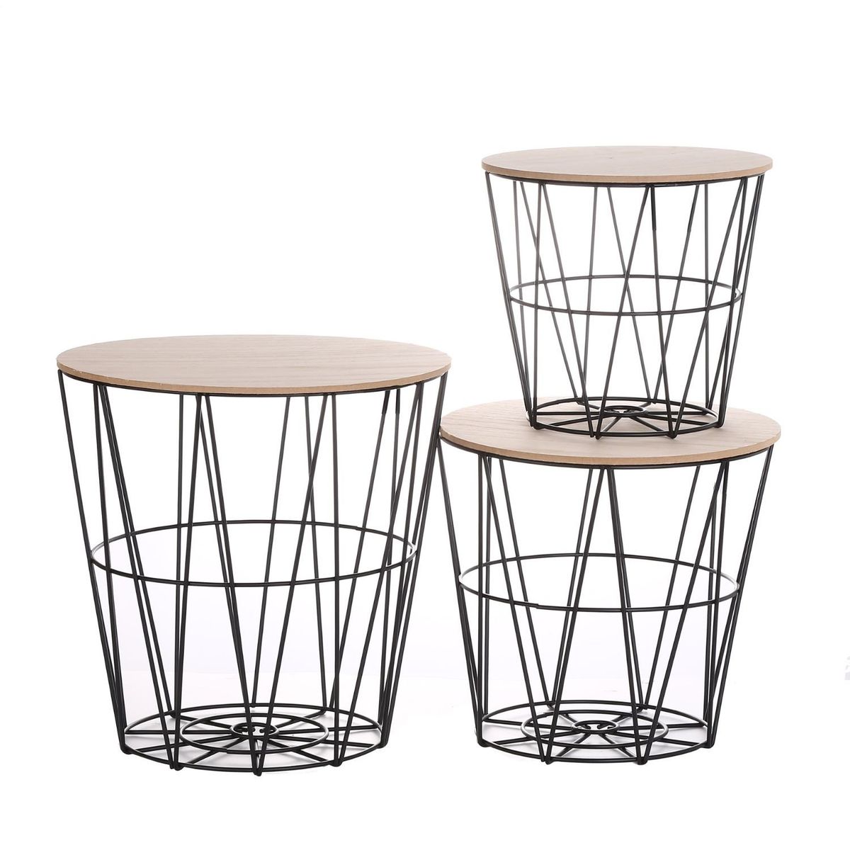 SOHOGAR - Set de 3 canastos organizadores de metal con tapa