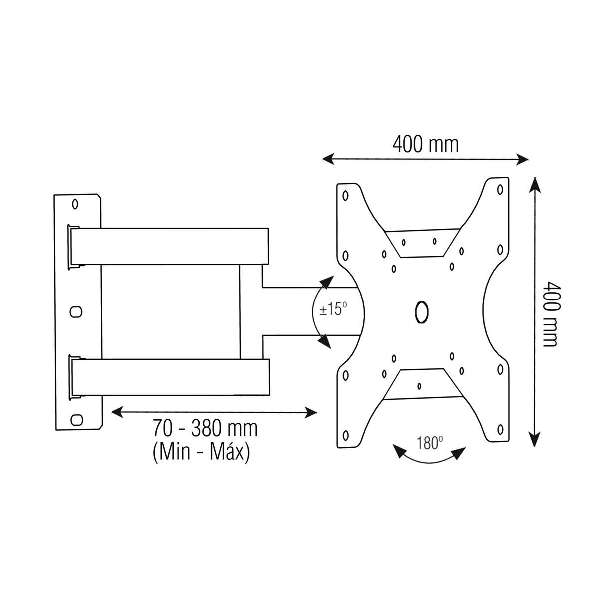 FORTE - Soporte TV  Brazo Articulado de 39cm 23" a 55" - FT441 Forte Brasforma